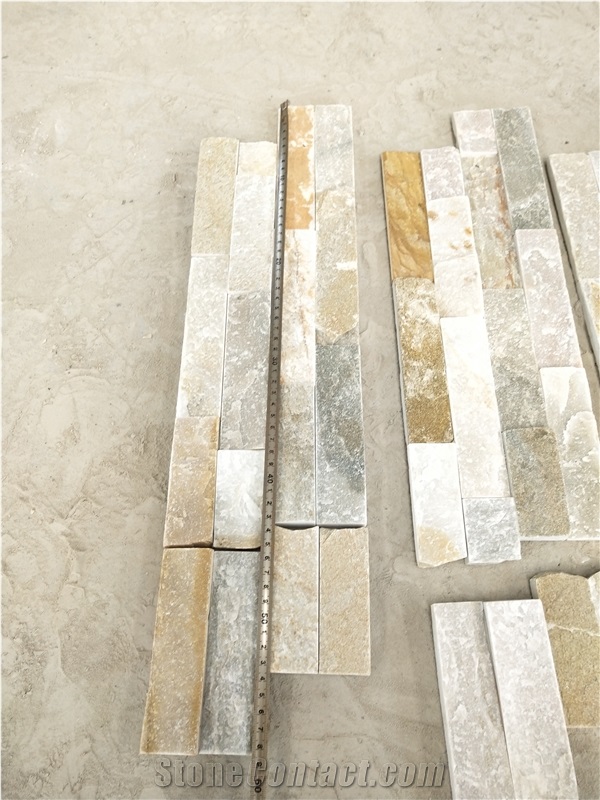 China Yellow Quartize Wall Cladding Panels Corner