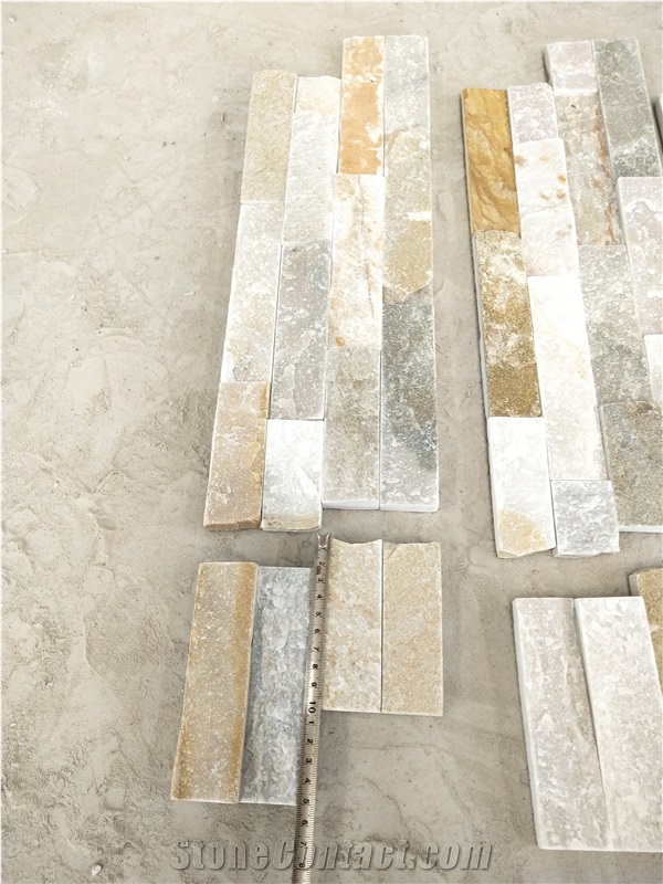 China Yellow Quartize Wall Cladding Panels Corner