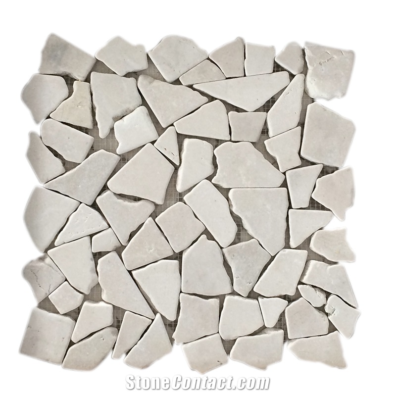 Crema Marfil Tumbled Random Chipped Mosaic Tiles