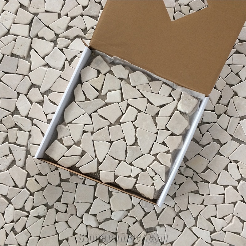 Crema Marfil Tumbled Random Chipped Mosaic Tiles