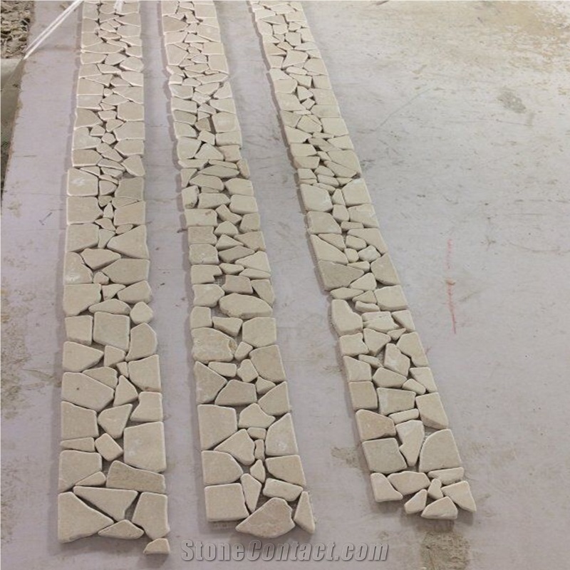 Crema Marfil Tumbled Random Chipped Mosaic Tiles