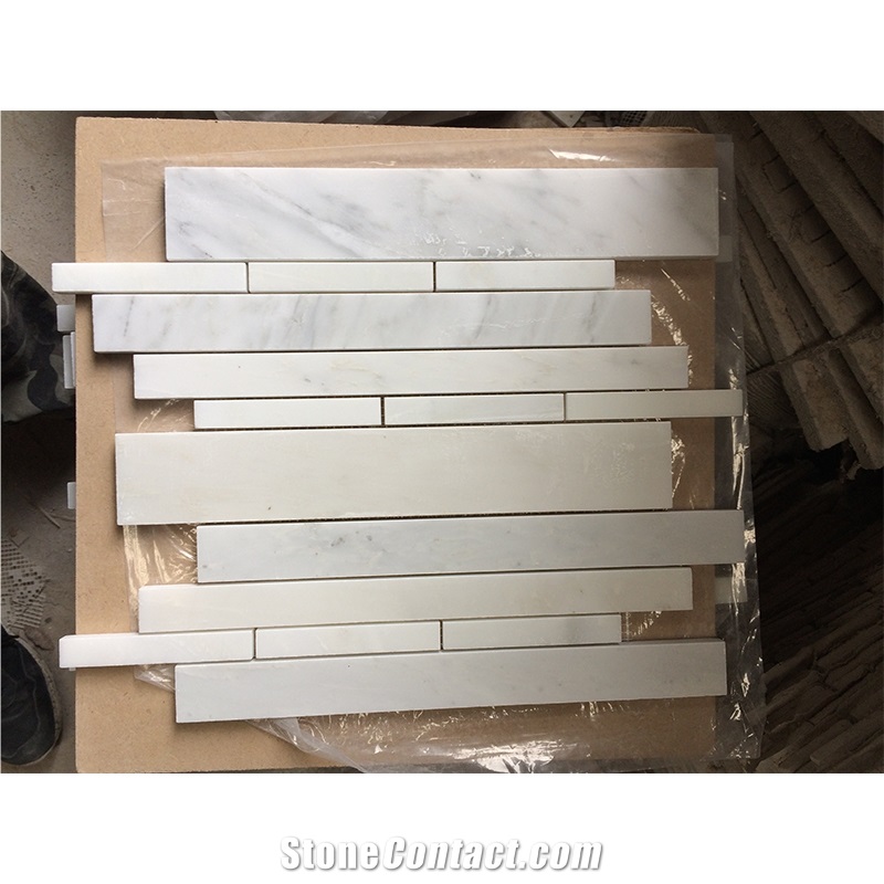 Eastern White/Oriental White Marble Linear Strips Mosaic