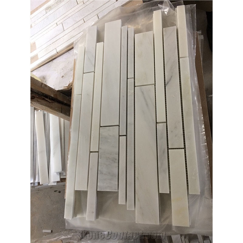 Eastern White/Oriental White Marble Linear Strips Mosaic