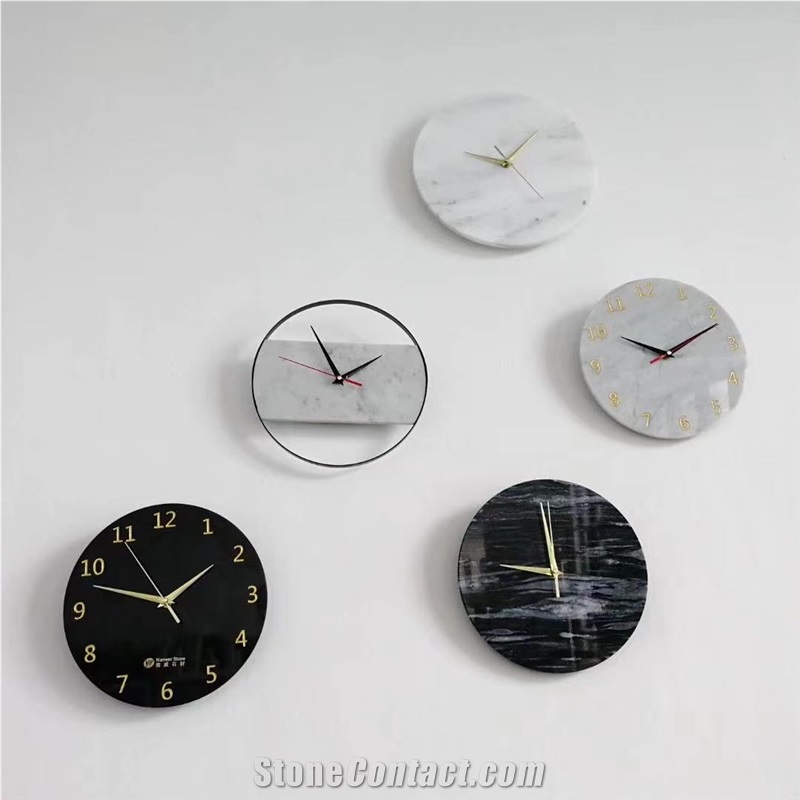 Carrara White Marble Round Wall Clock