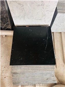 Cut To Size Turkish Marquina Black Marble Tiles, Slab
