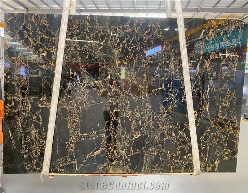 Fantasy Black Gold Flower Marble Slab Tiles