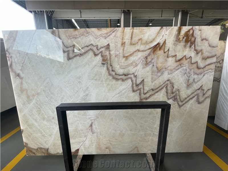 Polished Beige Camel Onyx Slab Stone Tile