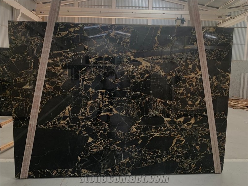 China Montmartre Nero Portoro Marble Slabs Tiles Polish