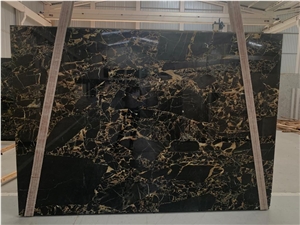 China Montmartre Nero Portoro Marble Slabs Tiles Polish