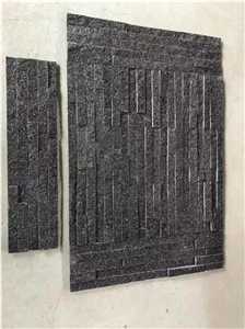 China Wall Stone Veneer Rectangular Black Split Surface