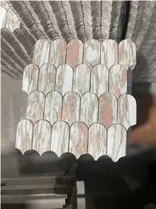 Hexagon Mosaic Tile Pink Rosa Marble