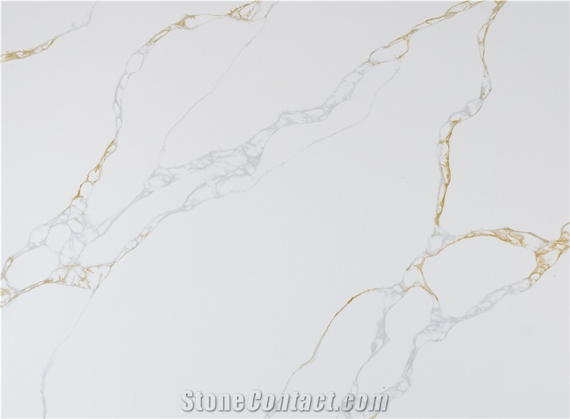 AQ0807 Engineered Stone Tiles Calacatta Gold Oro Slab