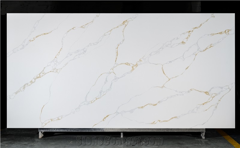 AQ0807 Engineered Stone Tiles Calacatta Gold Oro Slab