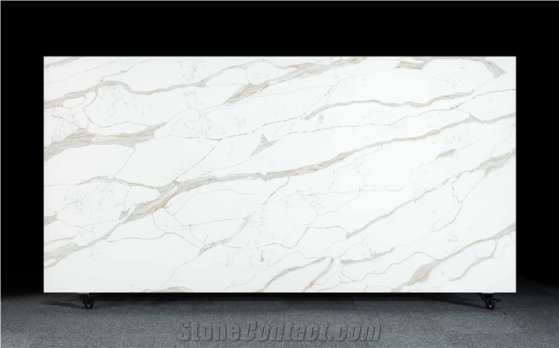 AQ081 Calacatta White Super Quartz Slabs 3200*1600