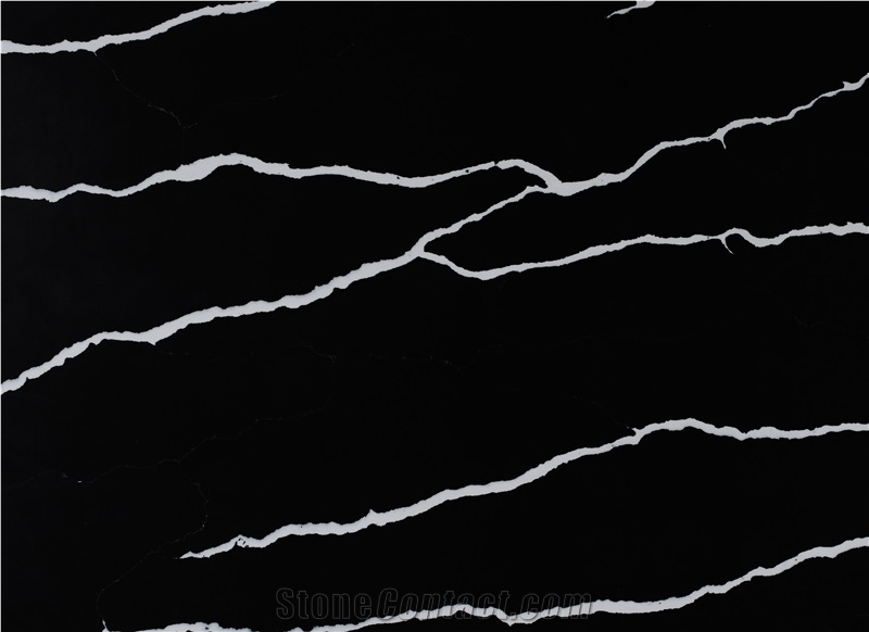 AQ6020 Black Engineered Artificial Calacatta Quartz Tiles