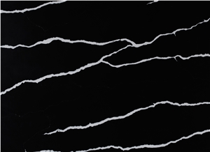 AQ6020 Black Engineered Artificial Calacatta Quartz Tiles