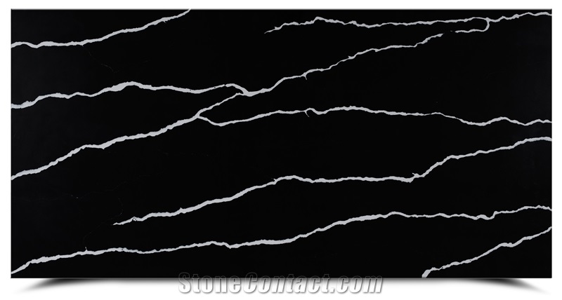 AQ6020 Black Engineered Artificial Calacatta Quartz Tiles
