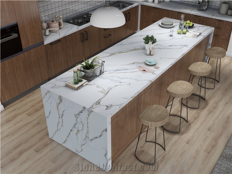 Artificial Calacatta Series Quartz Stone Slab Tiles In China