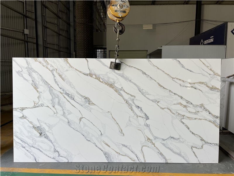Artificial Calacatta Series Quartz Stone Slab Tiles In China