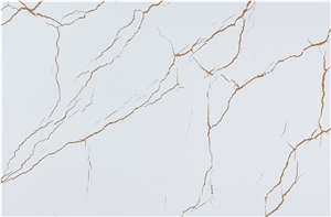 Calacatta Series Quartz Stone Slab With Gold Veins Calacatta Series Quartz Stone Slab With Gold Veins