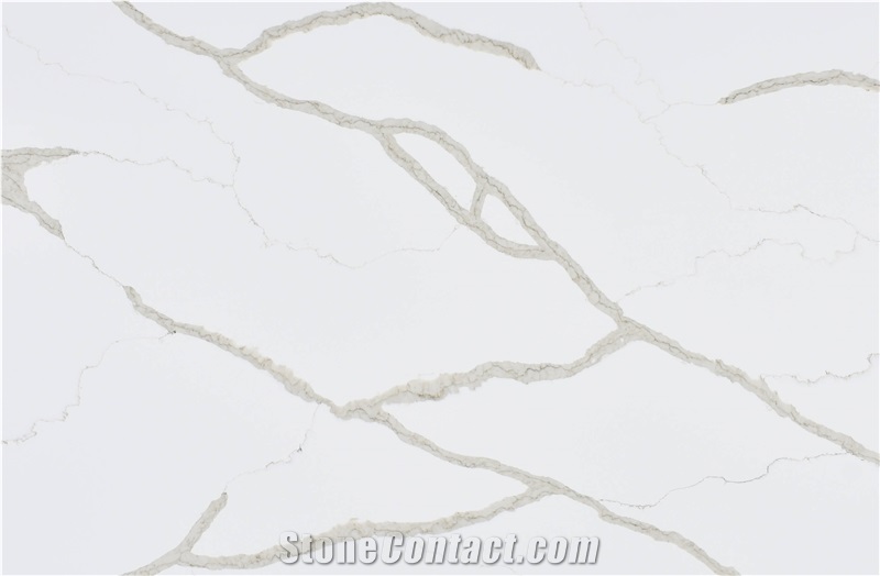 Calacatta Series Quartz Stone Slab With Gold Veins AQ6136