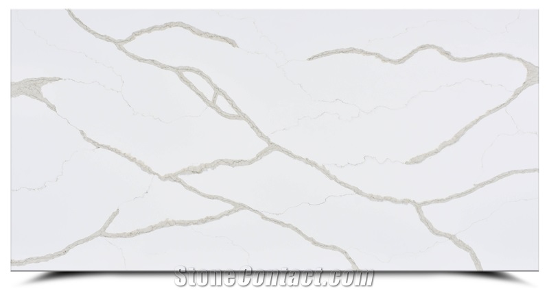 Calacatta Series Quartz Stone Slab With Gold Veins AQ6136