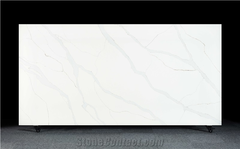 Calacatta Series White Platinum Quartz Stone Tile AQ-905