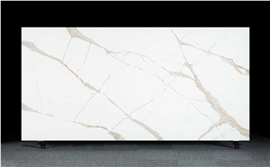 Calacatta Spur White With Brown Texture Artificial Quartz