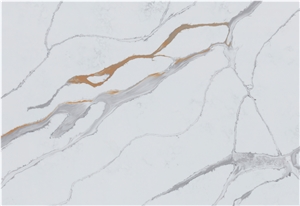 Calacatta White/Gold Quartz Stone For Construction