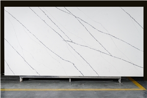 Carrara White Quartz Stone Slabs Tiles Classic White AQ0611