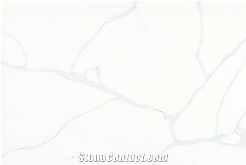Field White Calacatta Style Quartz Stone Slabs AQ018