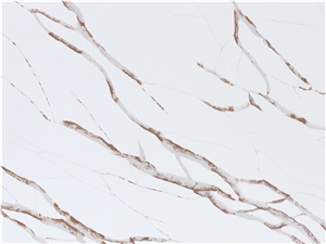 High Quality Calacatta Style Quartz Stone With Red Texture