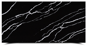 Polished Artificial Black Calacatta Quartz Slabs AQ6011