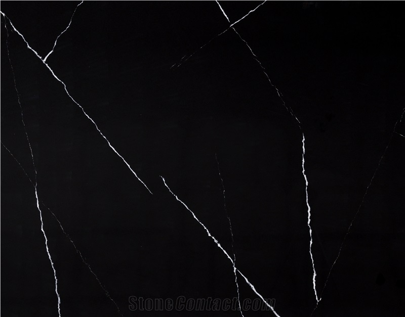 Polished Black Engineered Quartz Sotne Tiles