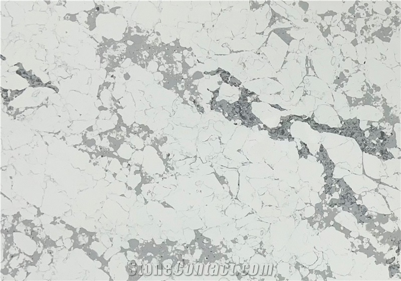 Polished Marble Look Quartz Slab Manmade Stone Tiles