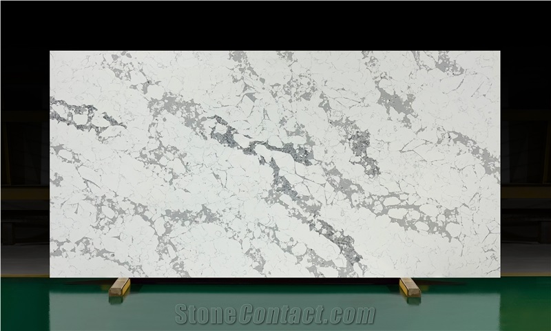 Polished Marble Look Quartz Slab Manmade Stone Tiles