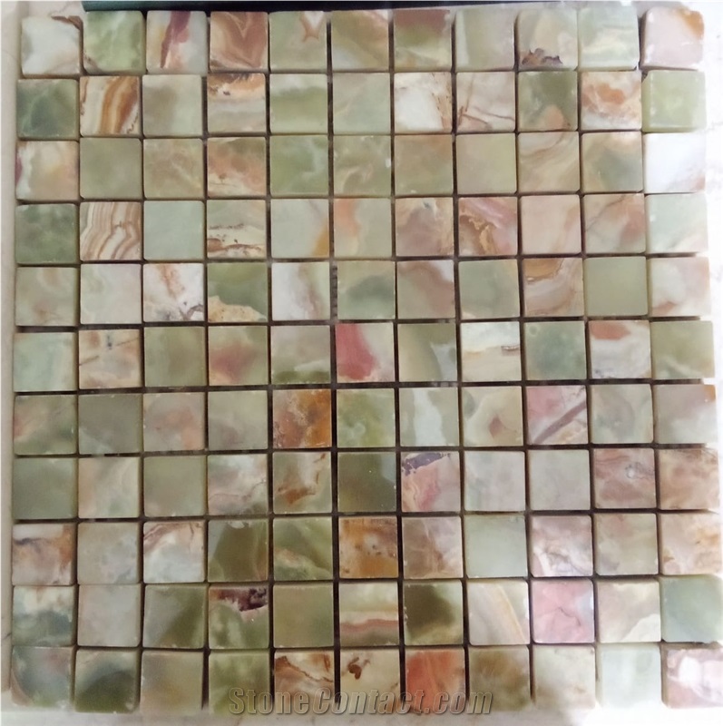 Green Onyx Mosaic Tiles, Onyx Polished Mosaic