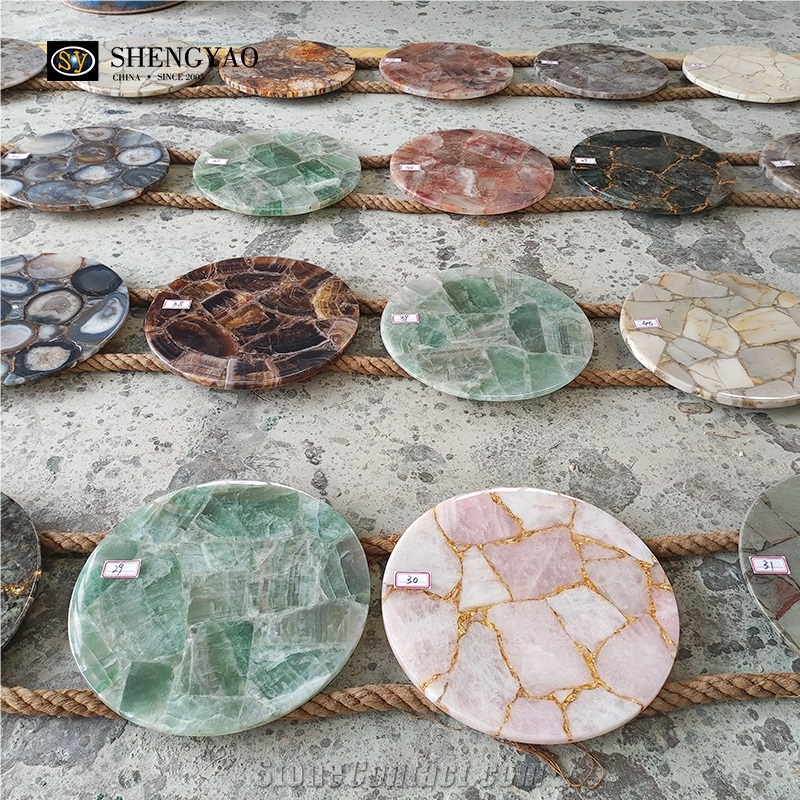 Custom Round Black Petrified Wood Fossil Table Top
