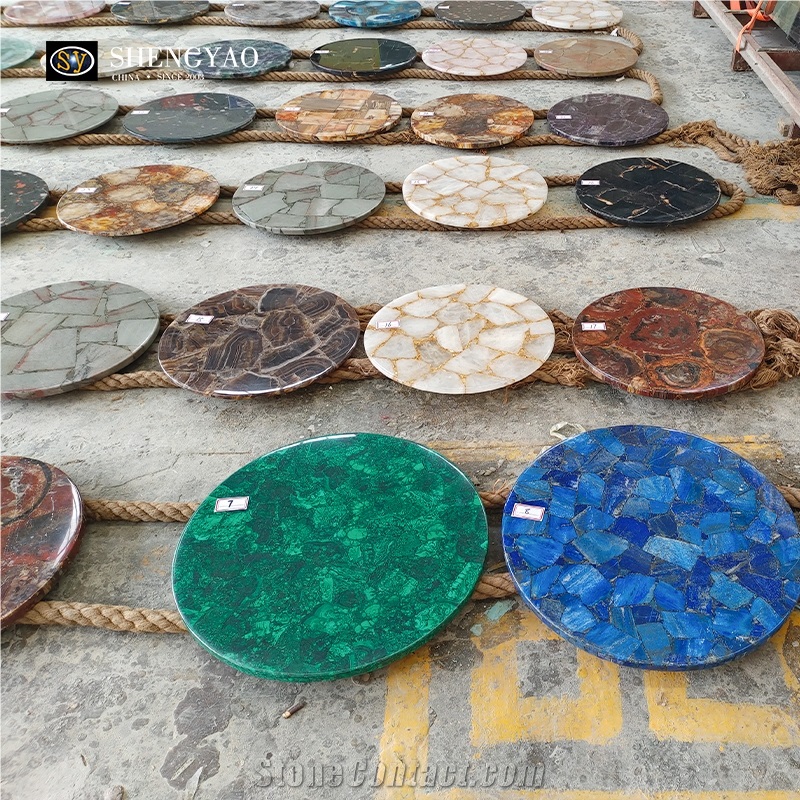 Custom Round Black Petrified Wood Fossil Table Top