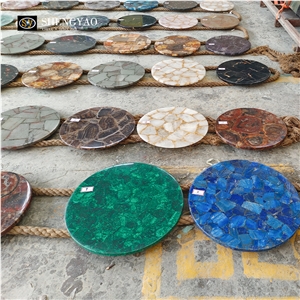 Custom Round Black Petrified Wood Fossil Table Top
