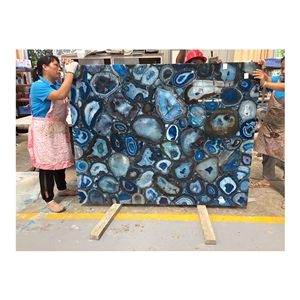 Large Solid Blue Agate Stone Geode Onyx Slabs