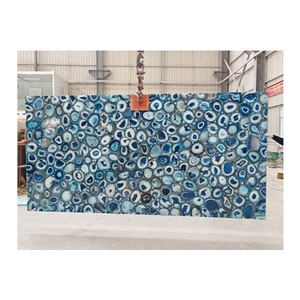 Large Solid Blue Agate Stone Geode Onyx Slabs