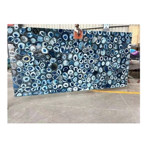 Large Solid Blue Agate Stone Geode Onyx Slabs