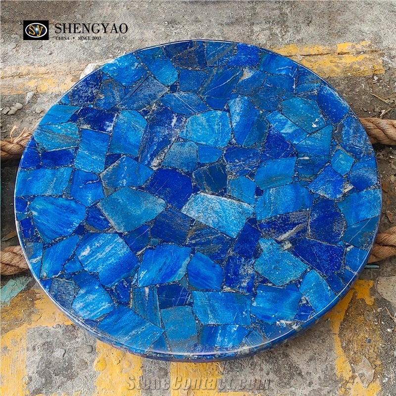 Round Lapis Lazuli Gemstone Table Top