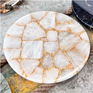 Wholesale 500Mm White Crystal Clear Quartz Table Top