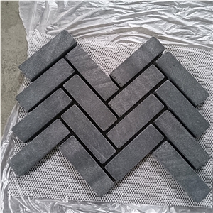 Black Granite Paving Stone 3CM Tumbled Surface For Driveway