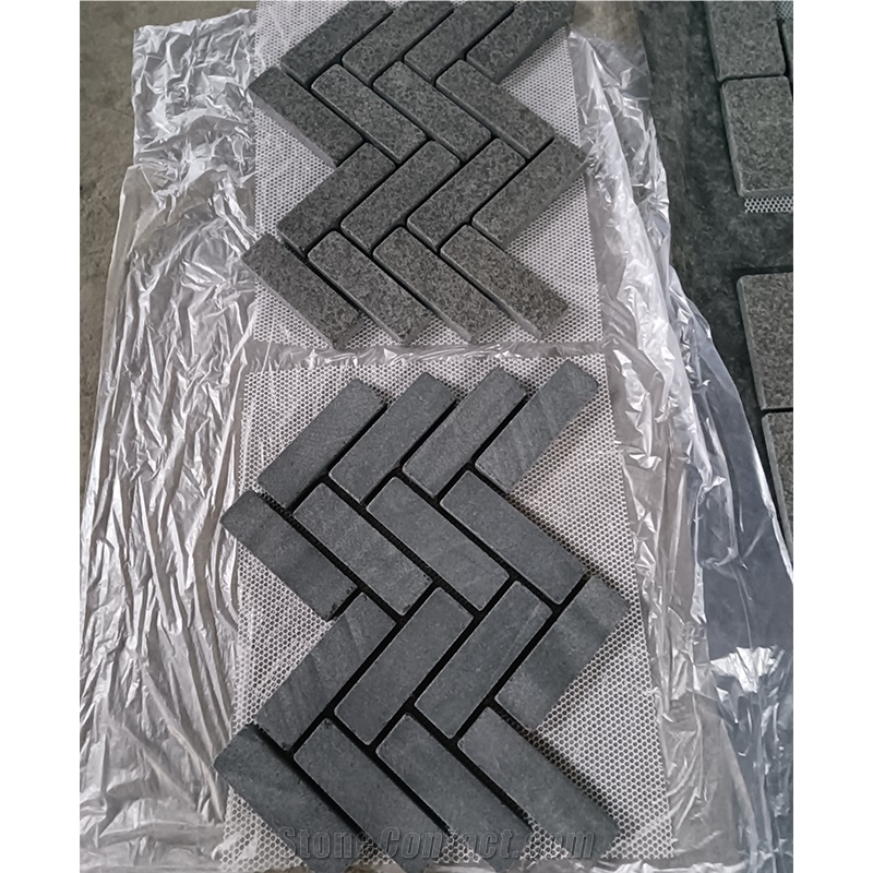 Black Granite Paving Stone 3CM Tumbled Surface For Driveway