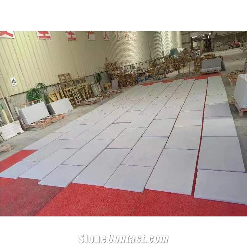 Sandblasted Blue Limestone Tiles Moon Grey Marble Honed