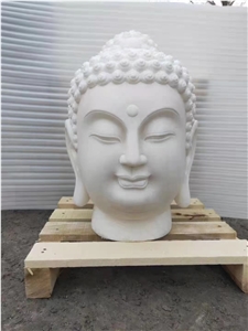Marble Budha Sculpture Stone White Jade Budha Head Statue