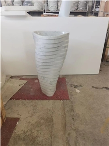 Stack Marble Pedestal Wash Basin Carrara Bathroom Art Sink
